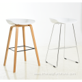 Modern High footrest metal legs PP plastic stool